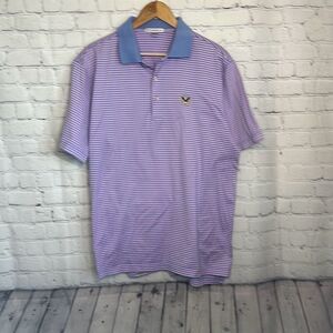 Peter Millar Men’s Short Sleeve Blue Pink Striped Polo size Large L